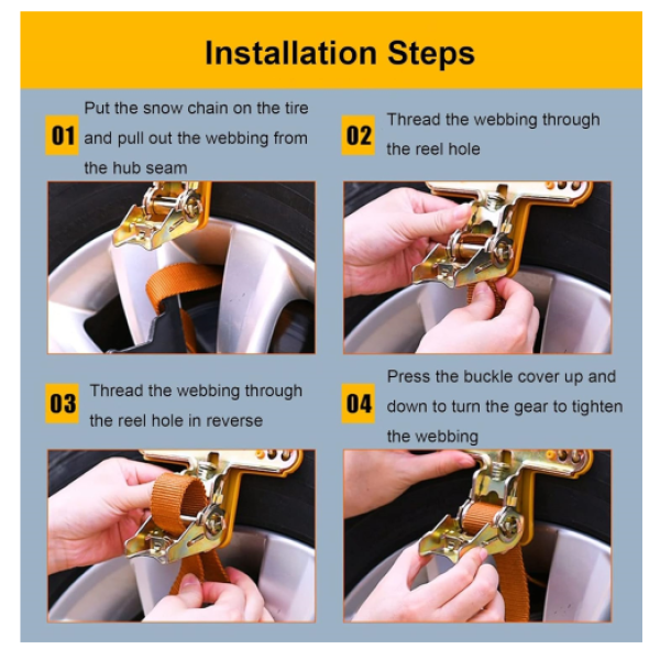 Good Road Αντιολισθητικές αλυσίδες με ιμάντα για φορτηγά αυτοκίνητα SUV 6 τμχ 0011 Πορτοκαλί