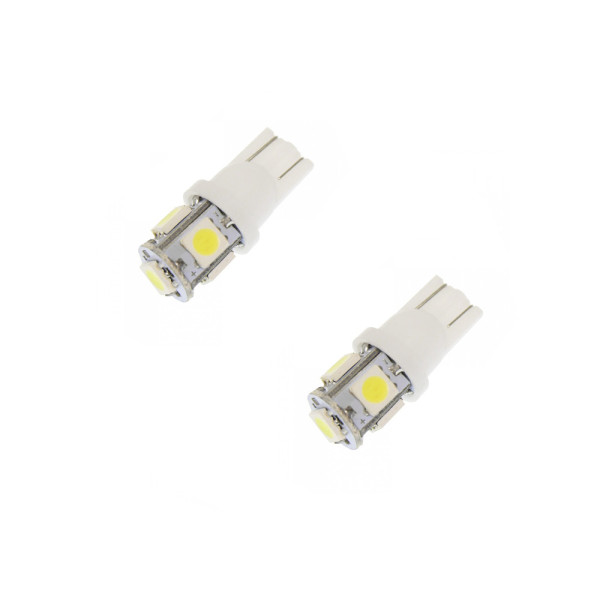 Σετ T10 LED W5W 12V 5 SMD Ψυχρό Λευκό 6000K Λευκά W08662