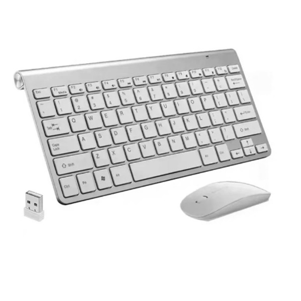 Σετ Ασύρματο Πληκτρολόγιο και Ποντίκι Αγγλικό US Weibo WB-8066 Ασημί
