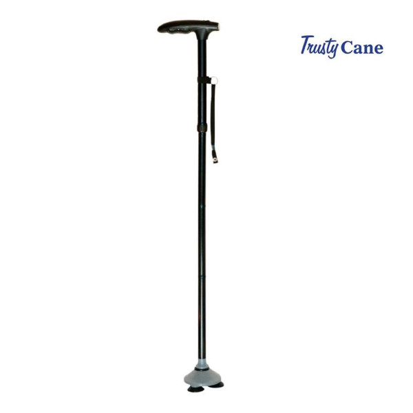 Πτυσσόμενο Μπαστούνι με Περιστρεφόμενο Πέλμα-Φακό LED και Ρύθμιση Ύψους Trusty Cane Μαύρο