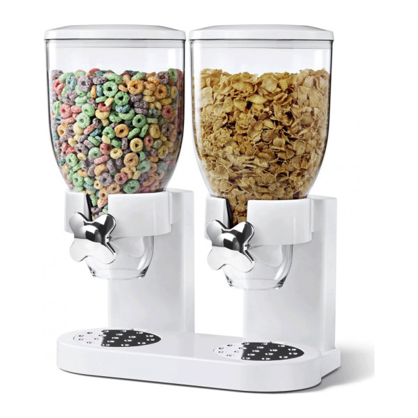 Διπλός Διανεμητής Δημητριακών με Δοχεία των 2 Λίτρων Λευκός