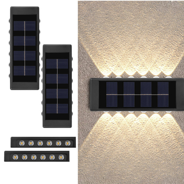 Σετ LED Αδιάβροχα Ηλιακά Επιτοίχια Φωτιστικά με 12 SMD και Ενσωματωμένο Πάνελ σε Θερμό Λευκό Φωτισμό 2τμχ DY-9