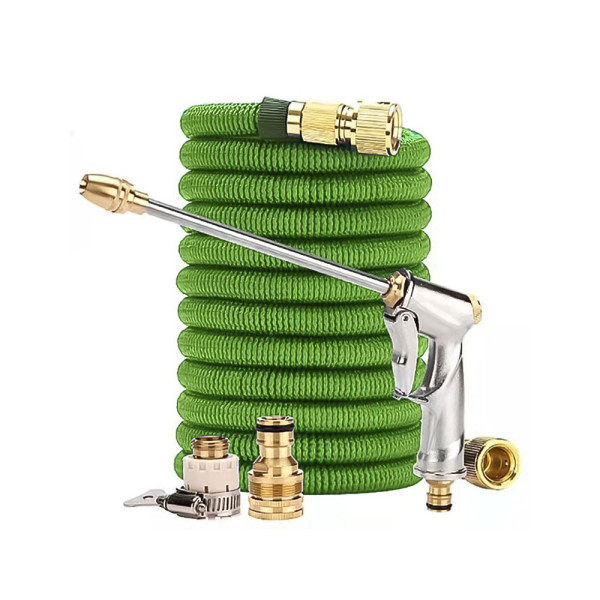Σετ Έξυπνο Λάστιχο Ποτίσματος Επεκτεινόμενο 30m με Μεταλλικό Πιστόλι CF-003 Πράσινο