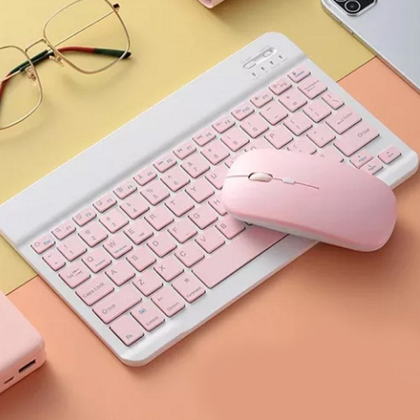 Ασύρματο Επαναφορτιζόμενο Πληκτρολόγιο και Ποντίκι AOAS AS-110 Ροζ