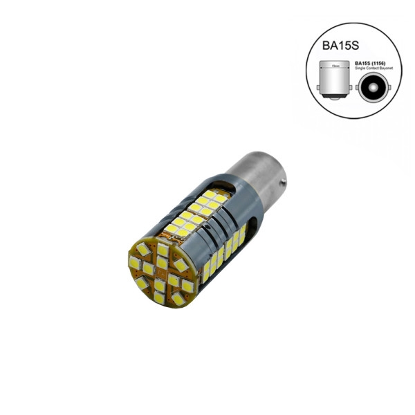 LED Μονοπολική Λάμπα 1156-BA15S 12V 60 SMD Canbus σε Ψυχρό Λευκό Φωτισμό W15885