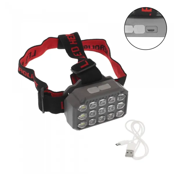 LED Επαναφορτιζόμενος Φακός Κεφαλής 300LM 15 SMD Ψυχρό Λευκό SQ-818