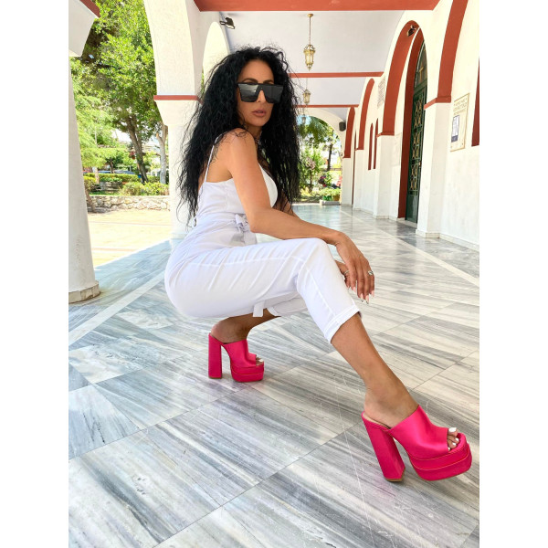 ΓΥΝΑΙΚΕΙΑ ΠΕΔΙΛΑ MULES ΣΑΤΕΝ MOHICANS D2778 ΦΟΥΞΙΑ