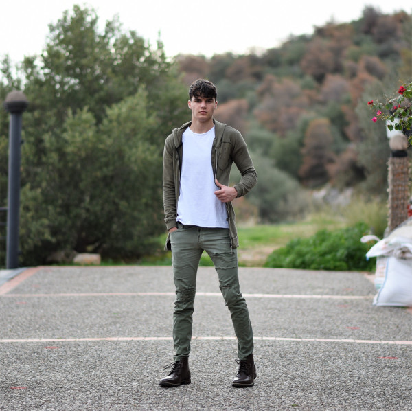 MEN'S ZIPPER SWEATSHIRT LONG MOHICANS 101 KHAKI