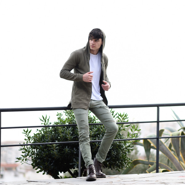 MEN'S ZIPPER SWEATSHIRT LONG MOHICANS 101 KHAKI