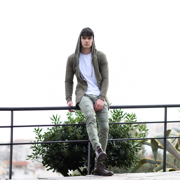 MEN'S ZIPPER SWEATSHIRT LONG MOHICANS 101 KHAKI