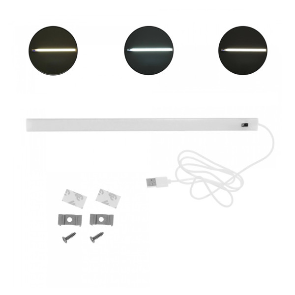 Γραμμικό Φωτιστικό για Ντουλάπα, Ράφια και Κουζίνα με Αισθητήρα Κίνησης USB 5V 7W 3500K/4500K/6500K 30cm RZ-0028