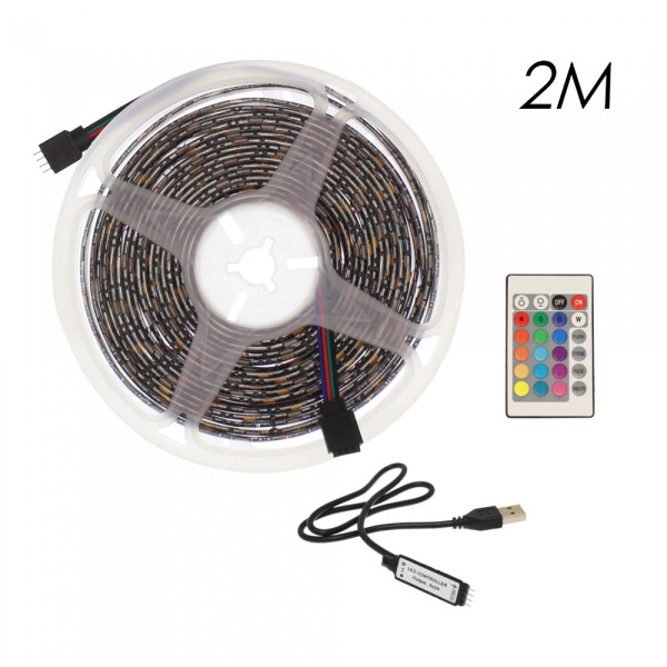 Αδιάβροχη Led Ταινία USB 5V 2m με Τηλεχειριστήριο RGB IP65 RZ-0001