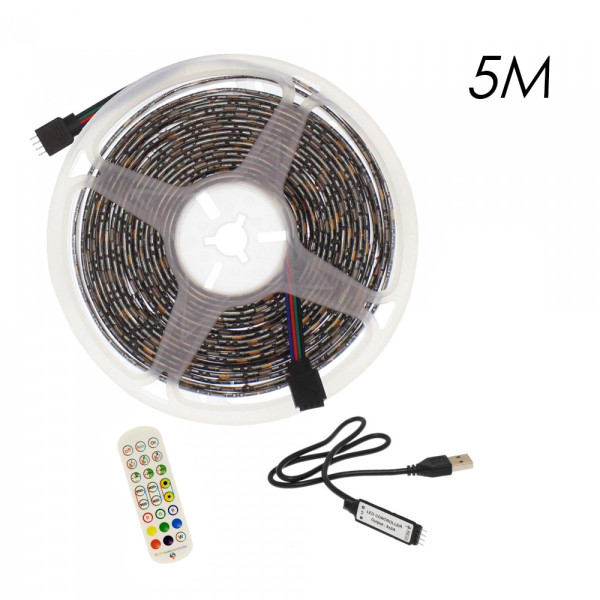 Αδιάβροχη Led Ταινία USB 5V 5m με Τηλεχειριστήριο και Bluetooth RGB IP65 RZ-0007