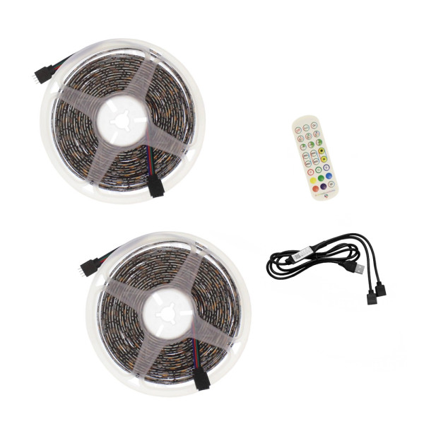 Αδιάβροχη Led Ταινία 5V USB 10m (2x5m) με Τηλεχειριστήριο, Bluetooth και Music RGB IP65 RZ-0008