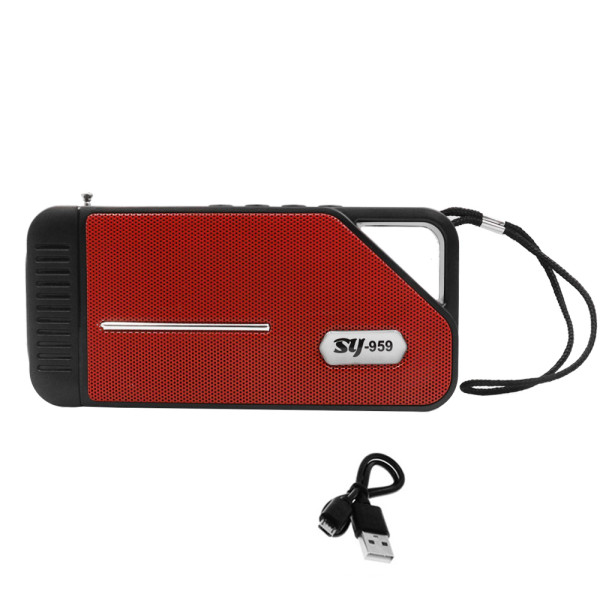Φορητό Ηχείο Bluetooth με Ραδιόφωνο TF, USB, και Ηλιακό Πάνελ SY-959-R Κόκκινο