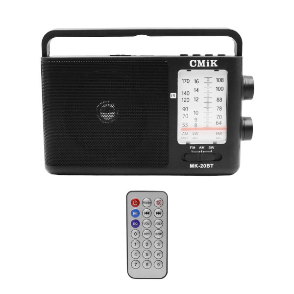 Φορητό Ασύρματο Ηχείο Bluetooth FM/ΑΜ/USB/TF/AUX 10W με Τηλεχειριστήριο CMiK MK-20BT Μαύρο