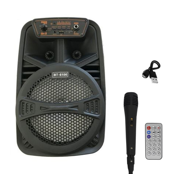 Σύστημα Karaoke 6.5" Bluetooth με Ενσύρματο Μικρόφωνο και FM, USB, AUX, TF BT-6106 Μαύρο