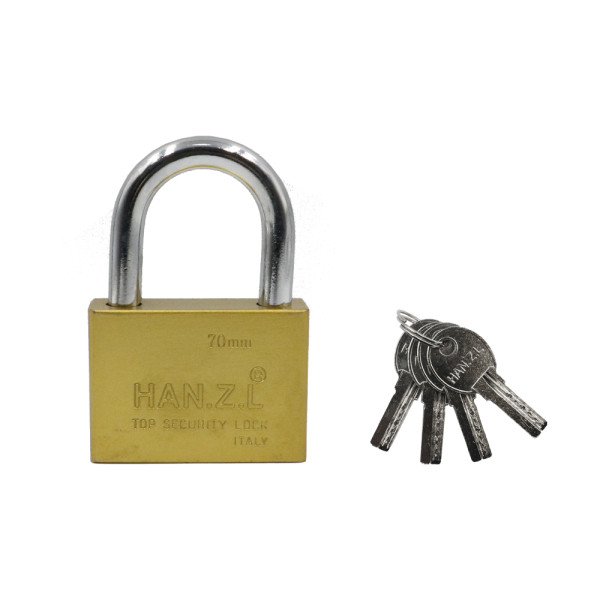 Λουκέτο Μπρούτζινο 70mm Πέταλο με 3 Κλειδιά Ασφαλείας XS-70YQS1 Χρυσό