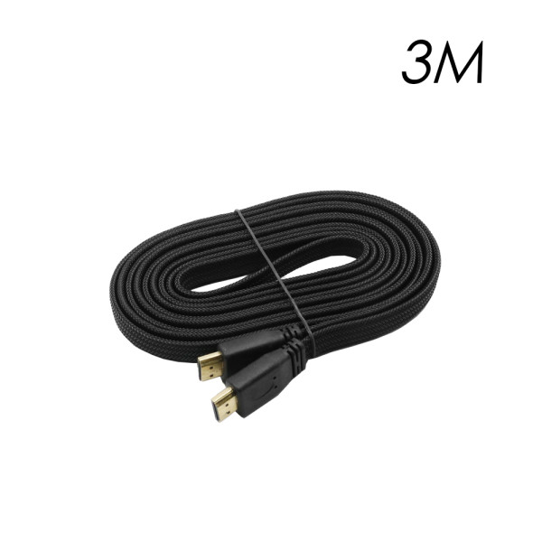 Καλώδιο HDMI 3m V2.0 4K UHD 3D Flat, Braided YWX-4K-3 Μαύρο