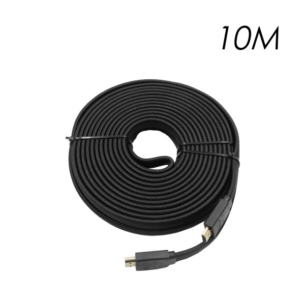 Καλώδιο HDMI 10m V2.0 4K UHD 3D Flat, Braided YWX-4K-10 Μαύρο