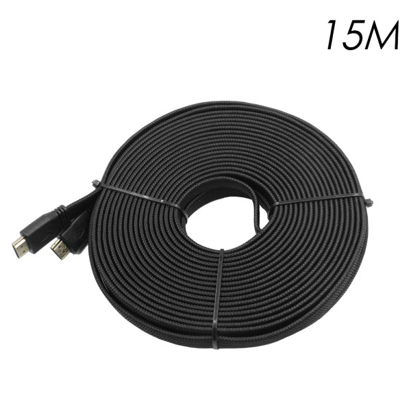 Καλώδιο HDMI 15m V2.0 4K UHD 3D Flat, Braided YWX-4K-15 Μαύρο