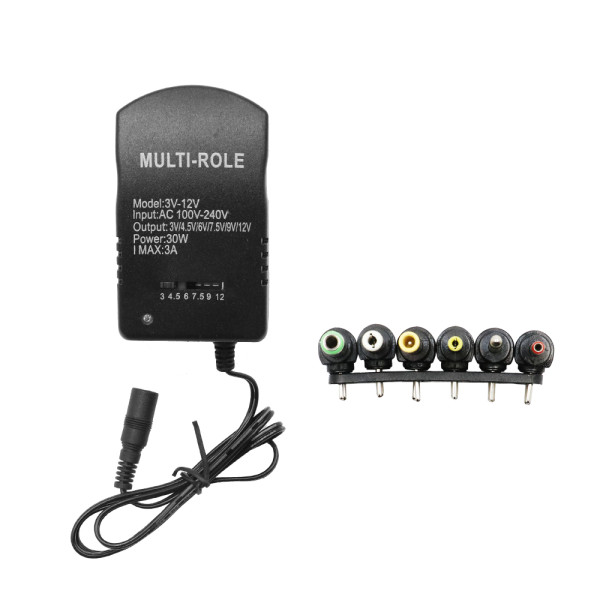 Universal Τροφοδοτικό με 6 Βύσματα 220V AC σε DC 3 - 12V 3A 30W YWX-3V-12V