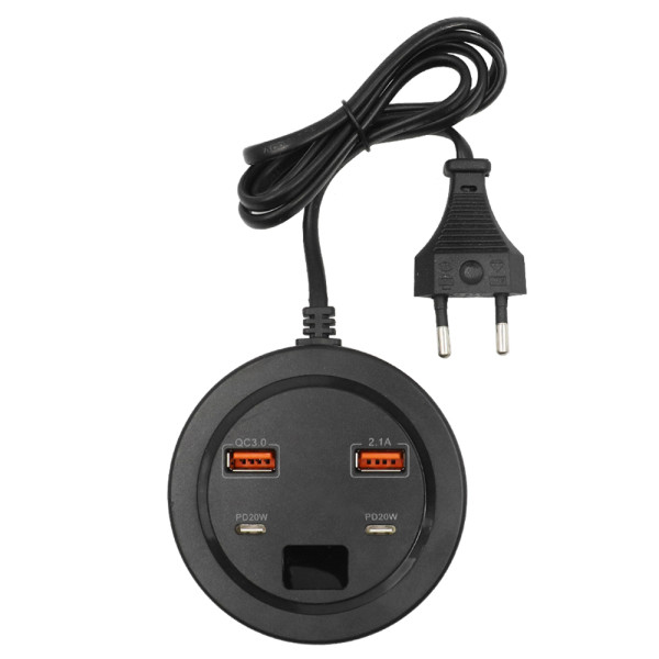 Βάση Φορτιστής με Οθόνη LCD και 2 Θύρες USB-A - 2 Θύρες USB-C Power Socket PD20W Μαύρο