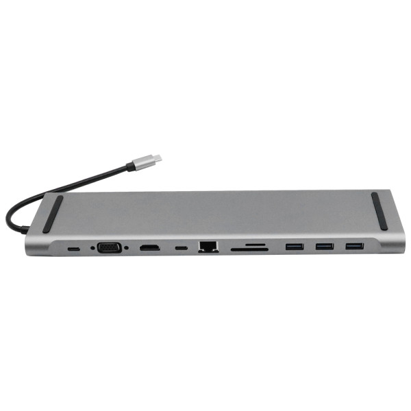 11 σε 1 USB-C Docking Station με Θύρες VGA - HDMI - USB -  Micro SD - SD - Ethernet Γκρι