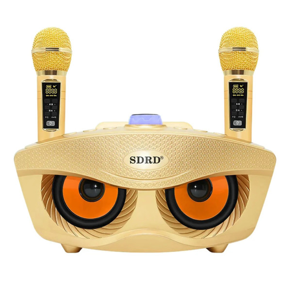 Σύστημα Karaoke 3" με Ενσύρματα Μικρόφωνα και SD, USB, AUX, TF SD-306-G Χρυσό