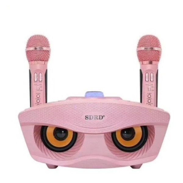 Σύστημα Karaoke 3" με Ενσύρματα Μικρόφωνα και SD, USB, AUX, TF SD-306-P Ροζ