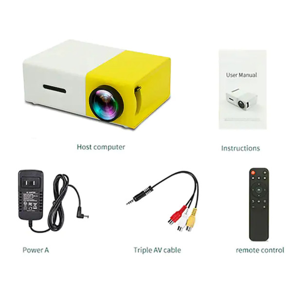 Mini Projector LED Full HD με Χειριστήριο και Ενσωματωμένο Ηχείο HDMI - AV - USB - Micro SD YG-300 Κίτρινο