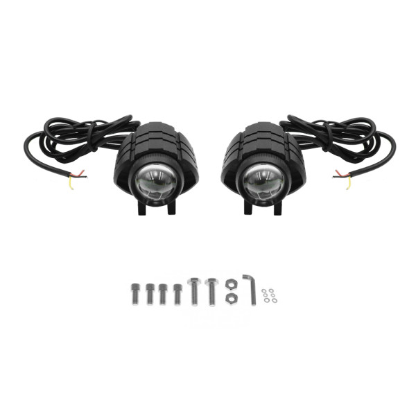 Σετ Προβολάκια Μοτοσυκλέτας Αλουμινίου με 2 Σκάλες Ψυχρό Λευκό - Κίτρινο 40W 12V HW-0072