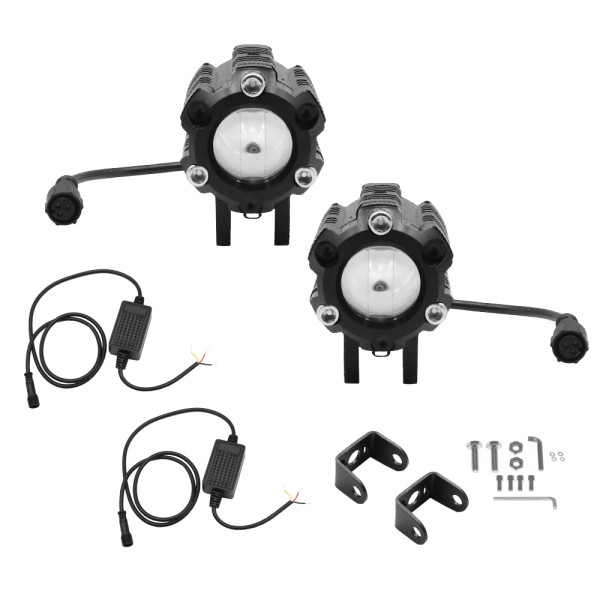 Σετ Προβολάκια Μοτοσυκλέτας Αλουμινίου Transformer με 2 Σκάλες Ψυχρό Λευκό - Κίτρινο 40W 12V HW-0073