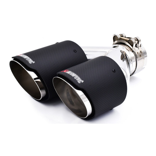 Διπλό Τελικό - Μπούκα Εξάτμισης Αυτοκινήτου Universal Τύπου Akrapovic 60-63mm HW-0046 Μαύρο