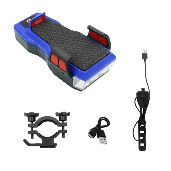 Επαναφορτιζόμενο Φως Ποδηλάτου 550LM Με Κουδούνι και Βάση Κινητού BL - BF - 909 Μπλε