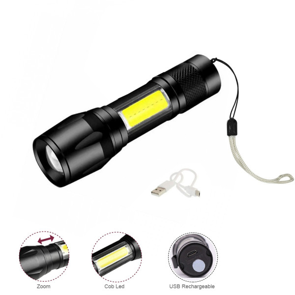 LED Επαναφορτιζόμενος Αδιάβροχος Mini Διπλός Φακός Ψυχρό Λευκό με 3 Λειτουργίες Φωτισμού BL-511