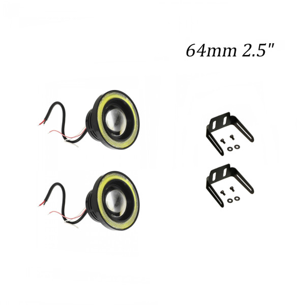 Σετ Φώτα - Προβολείς Ομίχλης Αυτοκινήτου 40W IP65 με Στεφάνι COB Angel Eye Ψυχρό Λευκό 64mm 2.5" 2 τμχ WD-0154