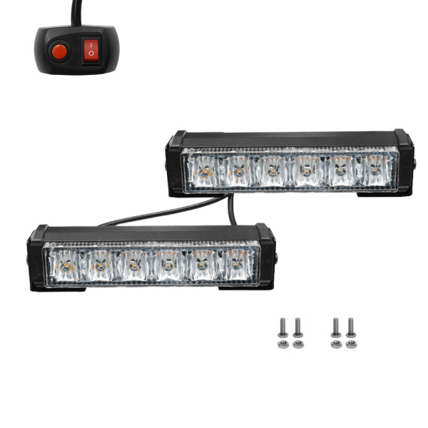 Σετ Βιδωτοί Φάροι Αυτοκινήτου-Φορτηγού LED 12 SMD 12V-24V IP65 με 20 Λειτουργίες Ψυχρό Λευκό - Πορτοκαλί 2τμχ