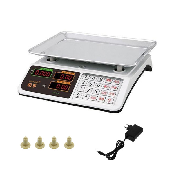 Επαναφορτιζόμενη Ηλεκτρονική Επαγγελματική Ζυγαριά με Ικανότητα Ζύγισης 40kg και Υποδιαίρεση 2gr DY-729