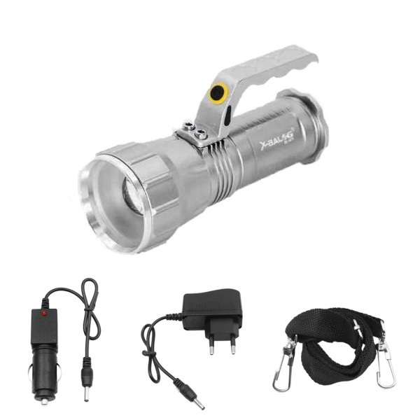 LED Επαναφορτιζόμενος Αδιάβροχος Φακός 800LM Ψυχρό Λευκό με 3 Λειτουργίες Φωτισμού BL-677 Ασημί