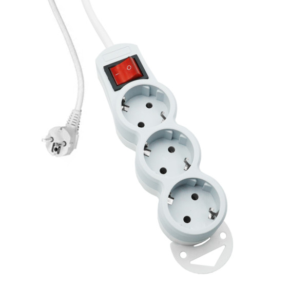 Πολύπριζο Ασφαλείας 3 Θέσεων με Διακόπτη και Καλώδιο 2.30m AQ 3003 Λευκό