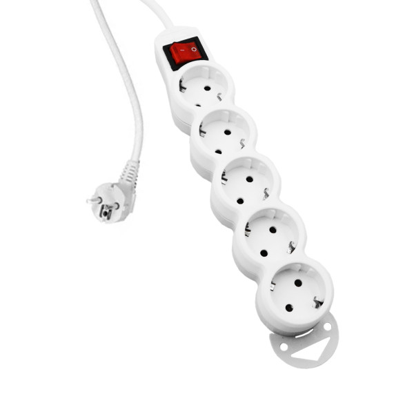 Πολύπριζο Ασφαλείας 5 Θέσεων με Διακόπτη και Καλώδιο 1.20m AQ 1505 Λευκό