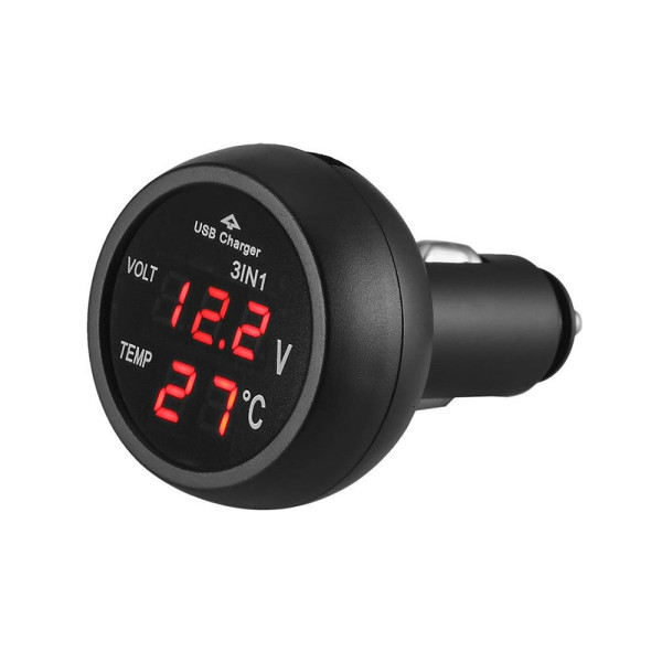 Ψηφιακό Βολτόμετρο και Θερμόμετρο Αυτοκινήτου με Θύρα USB 2.1A 12/24V VST-706
