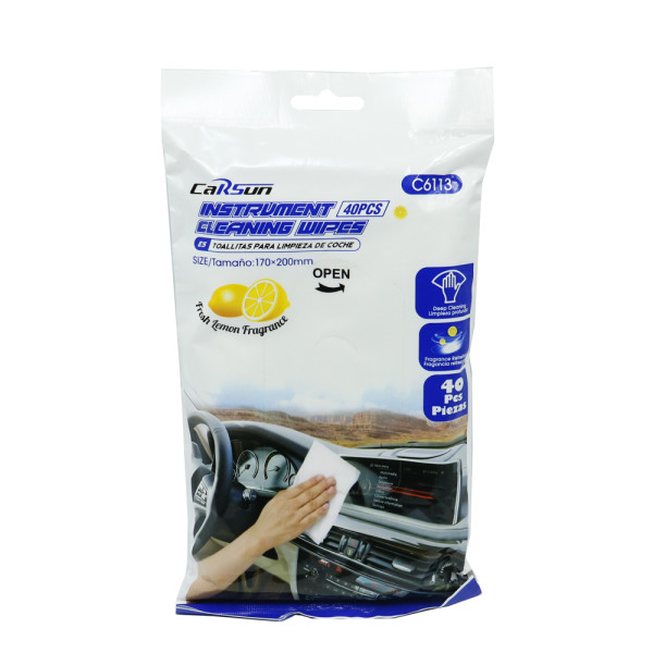 Μαντηλάκια Καθαρισμού Ταμπλό Αυτοκινήτου με Άρωμα Λεμόνι 40τμχ Carsun C6113