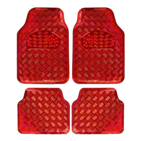 Πατάκια Αυτοκινήτου Μπροστινά και Πίσω Universal από Λάστιχο Σετ 4τμχ GrowPal Κόκκινα