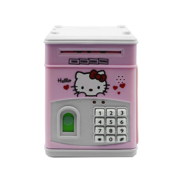 Ηλεκτρικός Παιδικός Κουμπαράς Πλαστικός (13x13x19cm) με Κωδικό Ασφαλείας και Δακτυλικό Αποτύπωμα Hello Kitty Ροζ