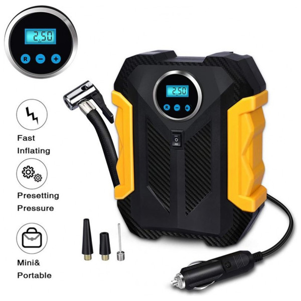 Αυτόματη Ψηφιακή Τρόμπα Αυτοκινήτου για Λάστιχα με Καλώδιο Αναπτήρα 12V 120W 150PSI C-1399-1
