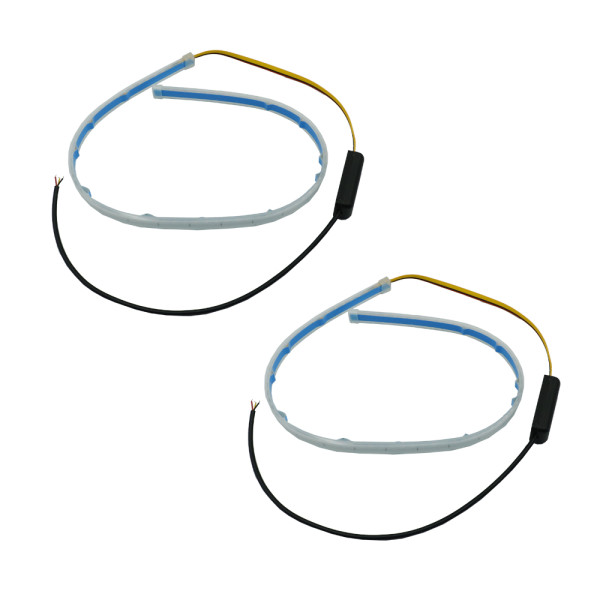 Led Ταινία για Φανάρια Αυτοκινήτου Φώτα Ημέρας και Φλας με Ροή 60cm Ψυχρό Λευκό - Πορτοκαλί Σετ 2τμχ