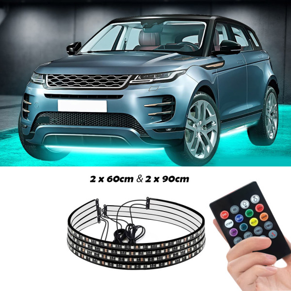 Σετ Led Ταινίες RGB Music για Κάτω από το Αυτοκίνητο Underbody Tube με Τηλεχειριστήριο 2 x 60cm και 2 x 90cm 4 τμχ