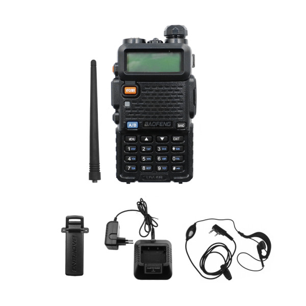 Ασύρματος Φορητός Πομποδέκτης VHF - UHF 8W 1 τμχ BAOFENG UV5R Μαύρο
